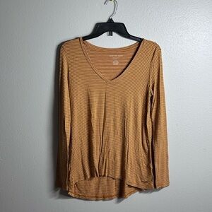 American Eagle Women Stripe Soft & Sexy Slub Long Sleeve Shirt Size S.